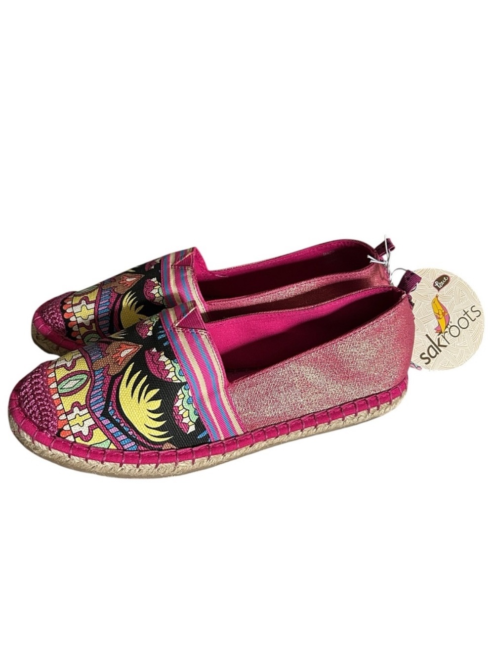 Sakroots Ella Orchid One World Espadrilles Flats NWT in Pink Purple Print Size 9 - Picture 2 of 7